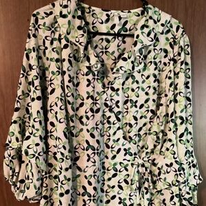 Cato Women’s Wrap Blouse Green Black White 22/24W
